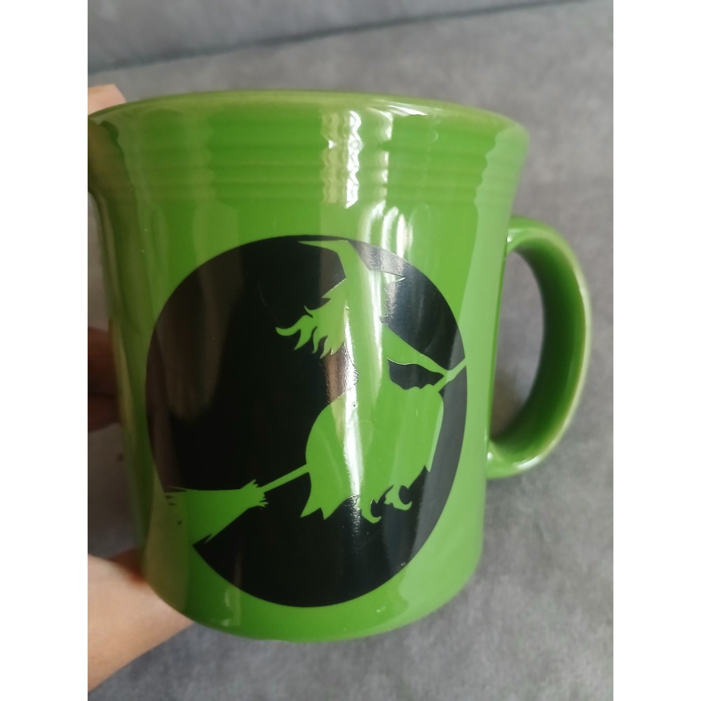 Fiesta Shamrock Green Halloween Witch Coffee Mug Black Silhouette Spooky Decor - Picture 5 of 5